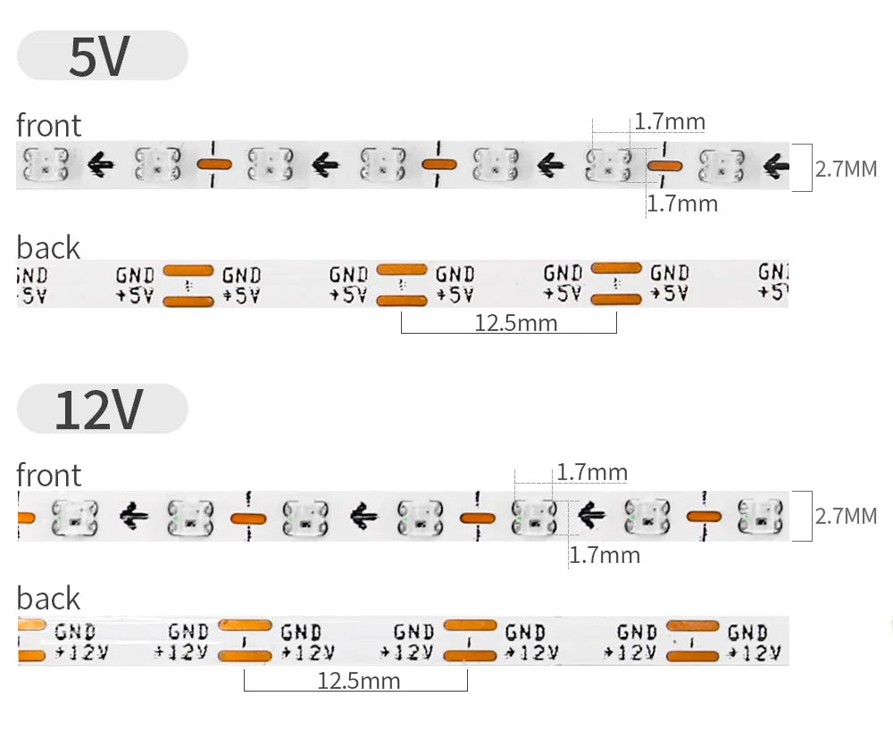 DC5V/12V RGB Traumfarbwechselnde LED-Streifenlichter WS2812 2020 Ultraschmal 2,7 mm 160 LEDs/m Intelligente, individuell adressierbare Ziffern.