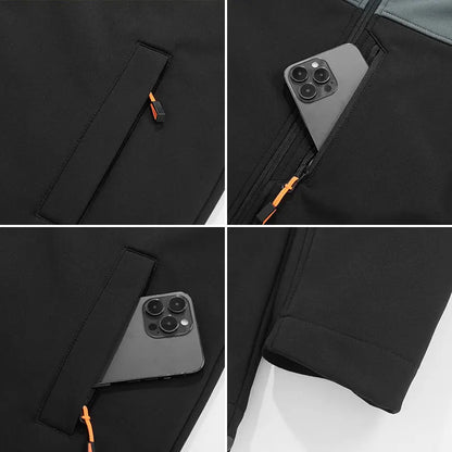 Jacket Coat Winter Soft Case Male Outdoor Sports Hooded Coat Multi-pocket Inside Fleece Casual Waterproof Windproof Sport Jacket.