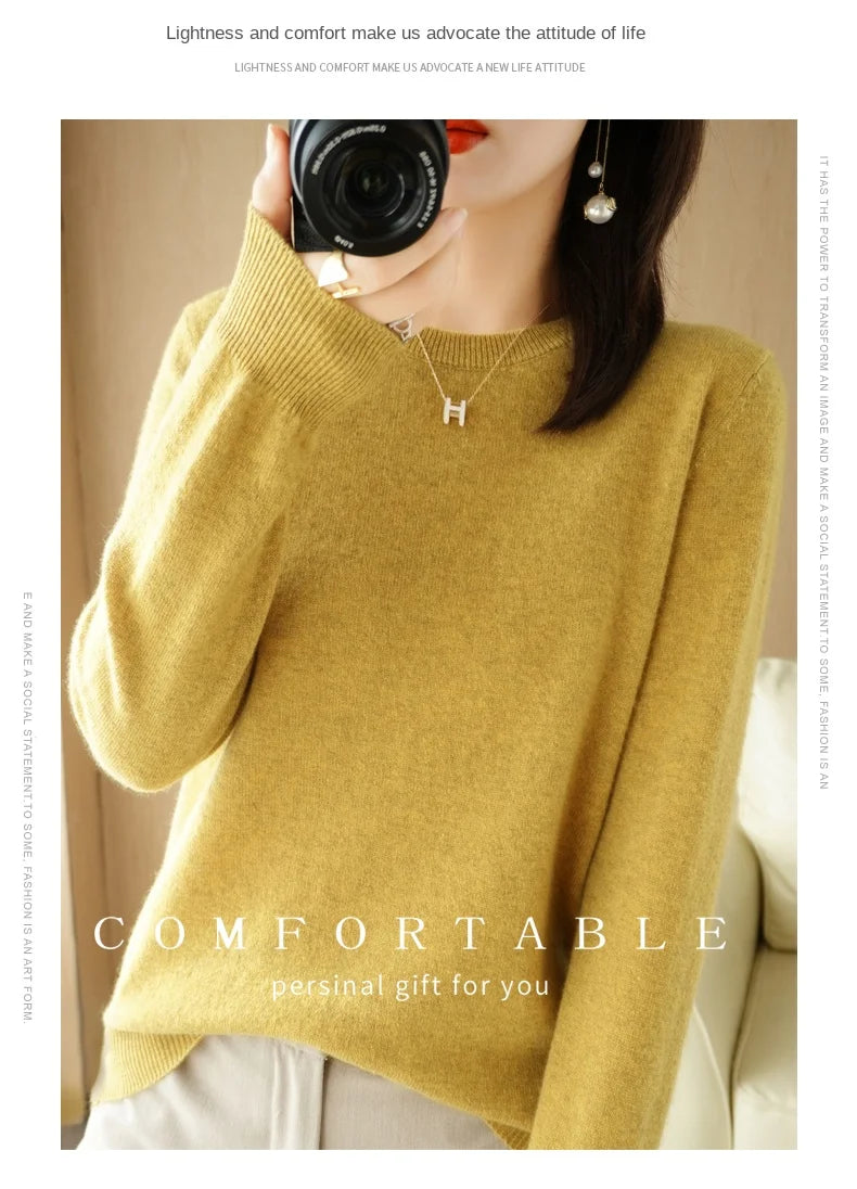 Herbst Winter frauen Pullover Oansatz Kaschmir Solide Pullover Schlank Bodenbildung Shirt Langarm Casual Grundlegende Pull Femme Pullover.