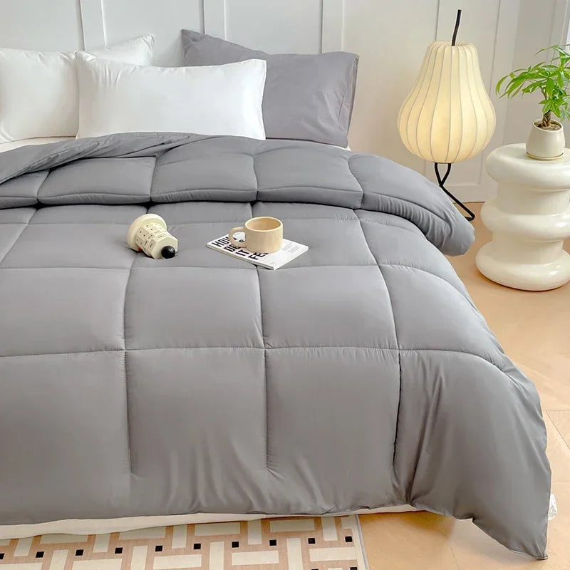 2024 new winter quilt thickened warm solid color simple wind soybean fiber quilt skin-friendly lock warm spring and autumn quilt.