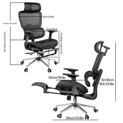 Ergonomischer Stuhl mit Fußstütze, bequemer drehbarer Schreibtischstuhl für zu Hause, Computer-Gaming-Stuhl mit 3D-verstellbarer Armlehne, Rollen für Zuhause