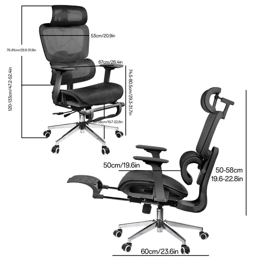 Ergonomischer Stuhl mit Fußstütze, bequemer drehbarer Schreibtischstuhl für zu Hause, Computer-Gaming-Stuhl mit 3D-verstellbarer Armlehne, Rollen für Zuhause