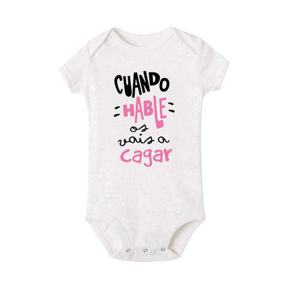 When I Talk You Mess Up The Gift Print Baby Strampler Säuglingsbodysuit Baby Niedliche Kleidung Neugeborene Kurzarm Bodys Kleinkind Geschenk.