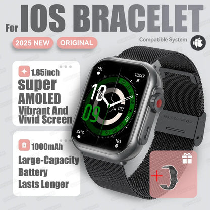 2025 New For Huawei Xiaomi Smart Watch Men Women 1.85-Inch HD AMOLED Full Touch Screen IP68 Waterproof Bluetooth Call SmartWatch