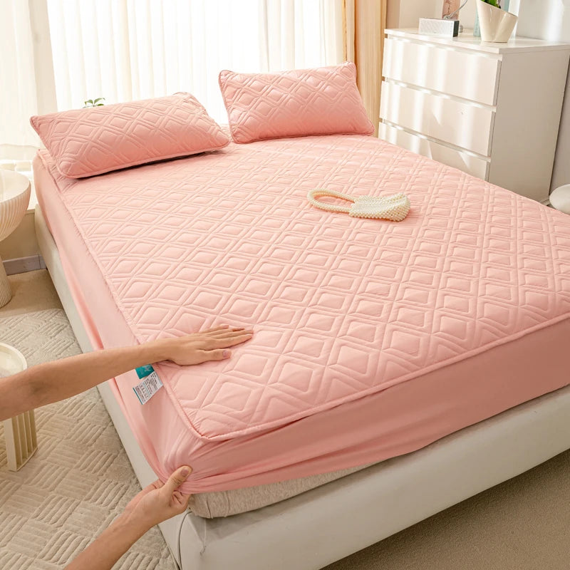 Waterproof Mattress Cover Cartoon Style Bed Covers Quilted Fitted Sheet постельное белье Thickened Bedspread(No Pillowcase)