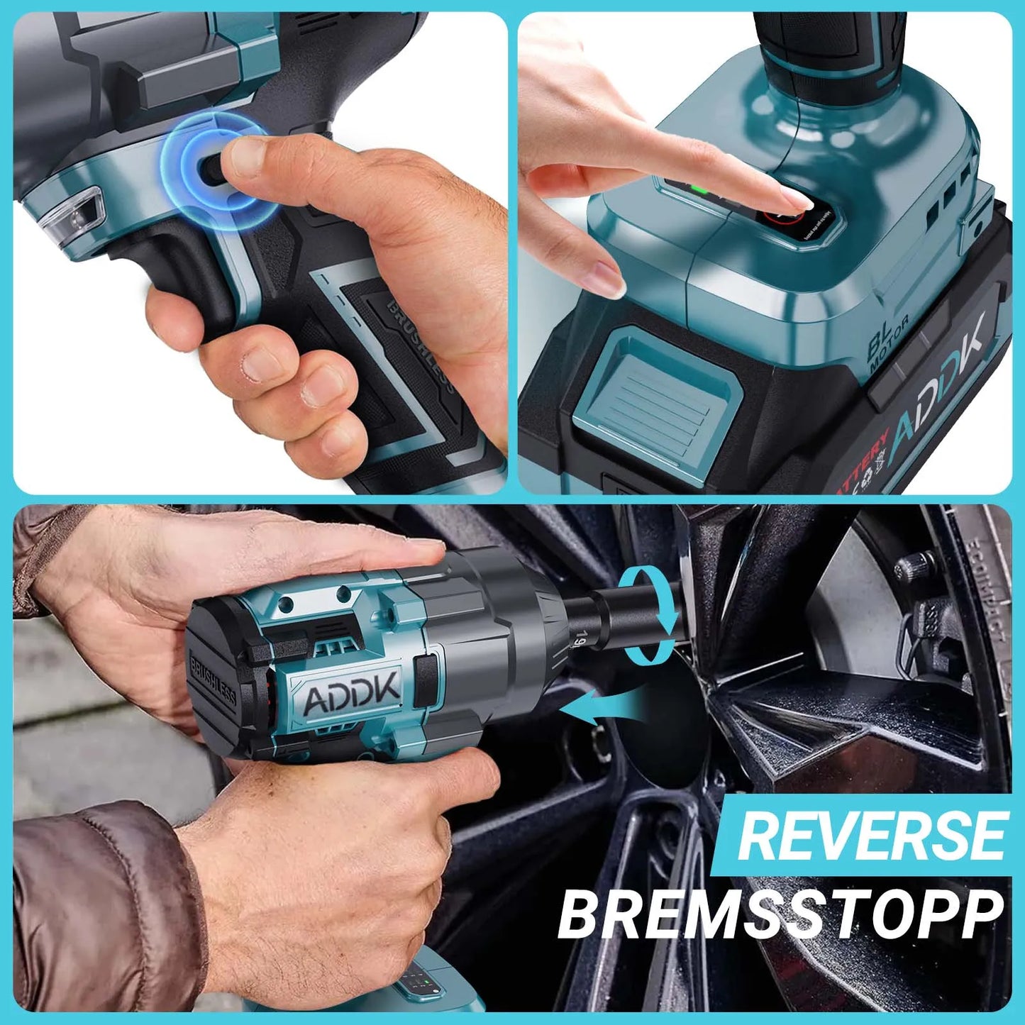 Anajqaqia Elektroschraubenschlüsselsatz, 1600 Nm 6-Gang-Einstellung, 4000 mAh Akku, 21 V Lithium-Akku-Elektroschrauber, Elektrowerkzeuge