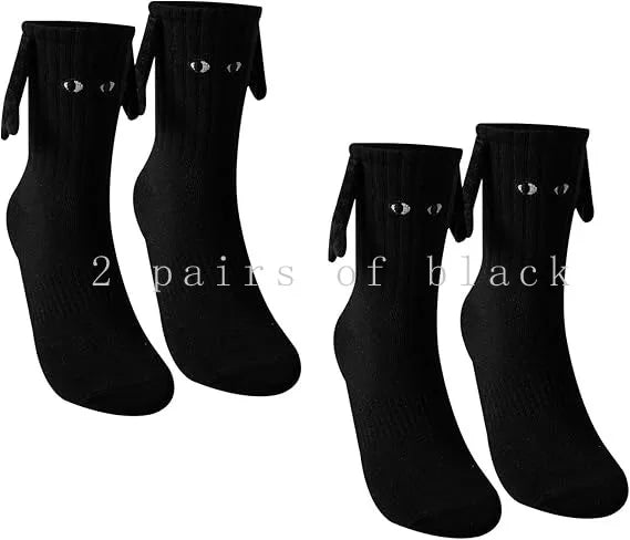 Funny Adult Socks Magnetic Hand in Hand Solid Color Cartoon Couple Socks Holiday Party Gifts for All Seasons