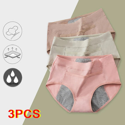 3PCS Cotton Menstrual Panties Leak Proof Breathable Sexys Panties Woman Women Girls Physiological Pants Women's Intimates M-XL.
