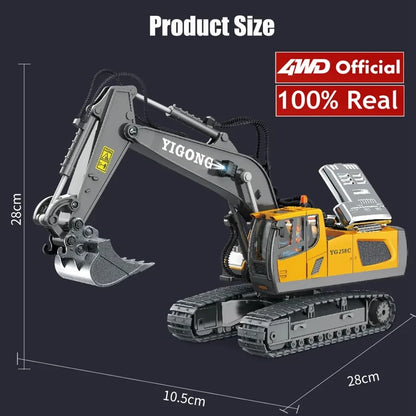 4WD Remote Control Excavator Toy Radio Controlled RC Dump Truck Vehicle Crawler Bulldozer Construction Car Gifts for Kids Boys.