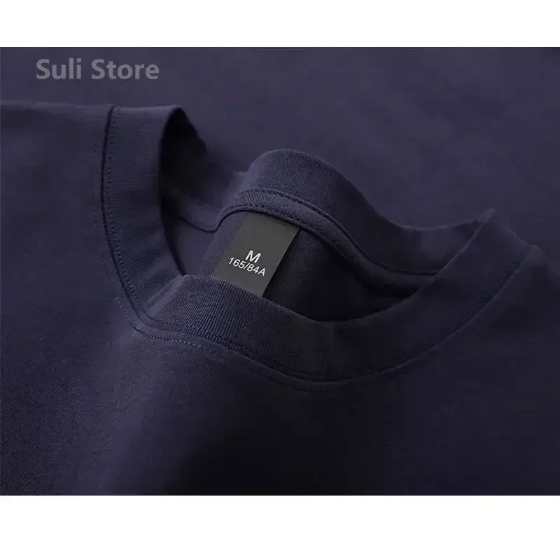 600g Heavy-duty Cotton Short Sleeved T-shirt for Men's Fashion Pure Cotton Thickened Short Sleeved Half Sleeved Tee.