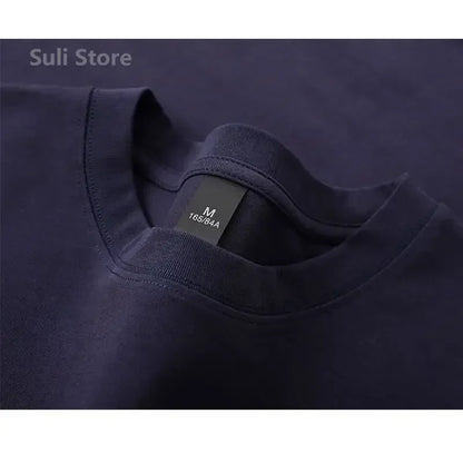 600g Heavy-duty Cotton Short Sleeved T-shirt for Men's Fashion Pure Cotton Thickened Short Sleeved Half Sleeved Tee.