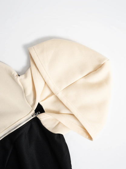 Women Loose Autumn Winter Two Pieces Suit Matching Sets Hoodie Tracksuit Blocked Zipper Short Outerwear Drawstring Cargo Pants.