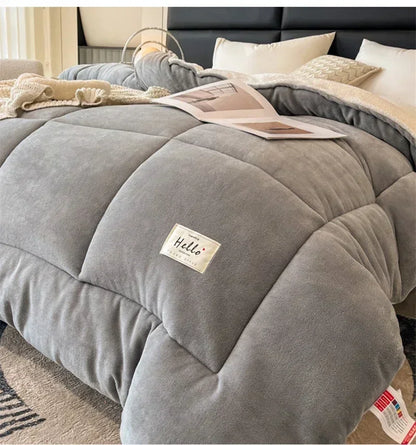 Winter Quilt Blanket Double Sided Velvet Lamb Cashmere Double Bed Quilts King Queen Full Size Bed Duvet Thicken Comforter Core.