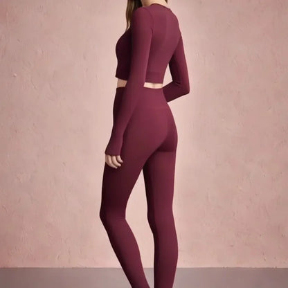 Women's Yoga Fitness Clothes Long Sleeve Pilates Sportswear Slimming Top And Bottom Set Spring Autumn New Style Training.