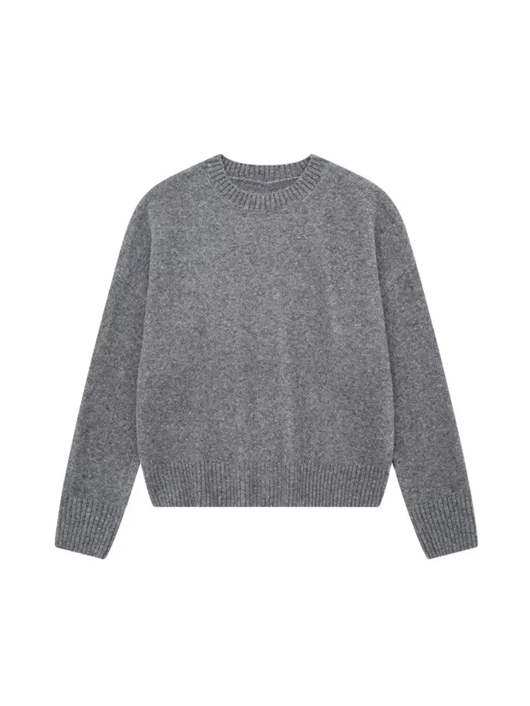 TRZA-Damen Soft Touch Übergroßer Strickpullover, O-Ausschnitt, lange Ärmel, weibliche Pullover, schicke Tops, Mode