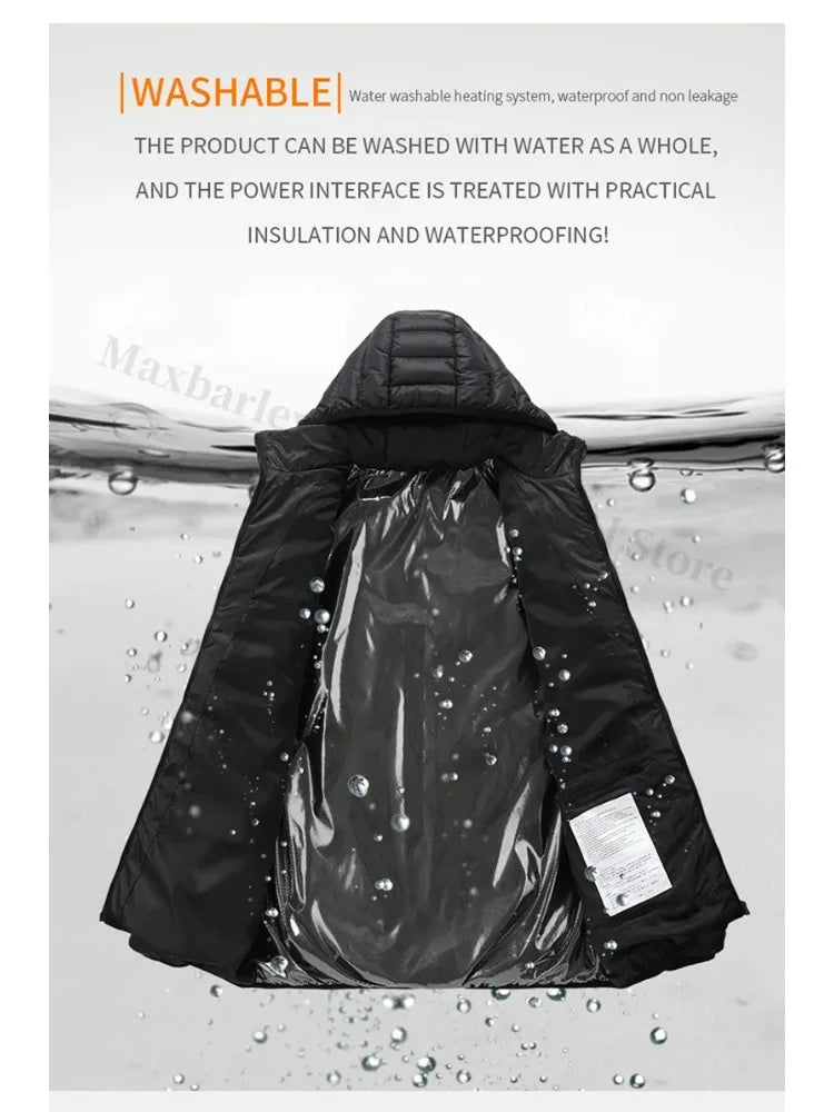 21 Areas Heating Jacket Men Winter USB Electric Heated Coat Functional Self Heating Clothes Outdoor Snow Ski Thick Padded Jacket.