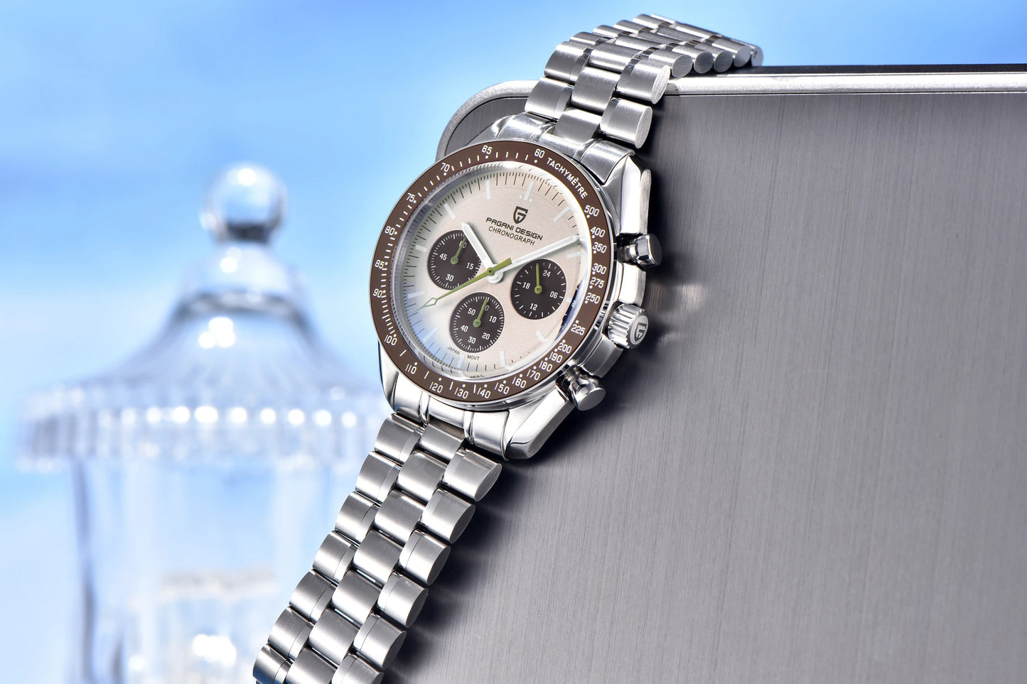 PAGANI DESIGN 2025 New Saturn Men's Watches Top Luxury Quartz Watch Men Light Tan Chronograph AR Sapphire crystal Wristwatch Men.