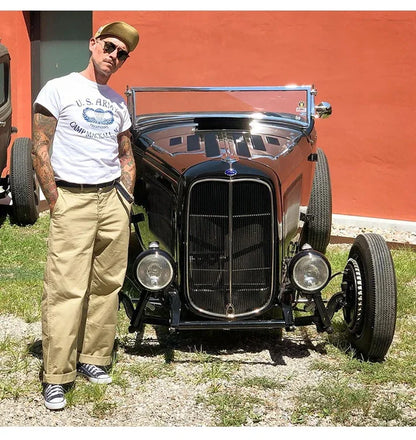 Rugged Bronson Army Chino Trousers 1942 Pattern Khakis Military Style Casual Pants.