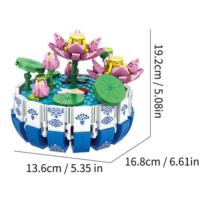 Small Bricks Flower Tree Building Block Kit DIY Home decoration Potted Plant Flower Botanical Construction Toy Girl Gift.