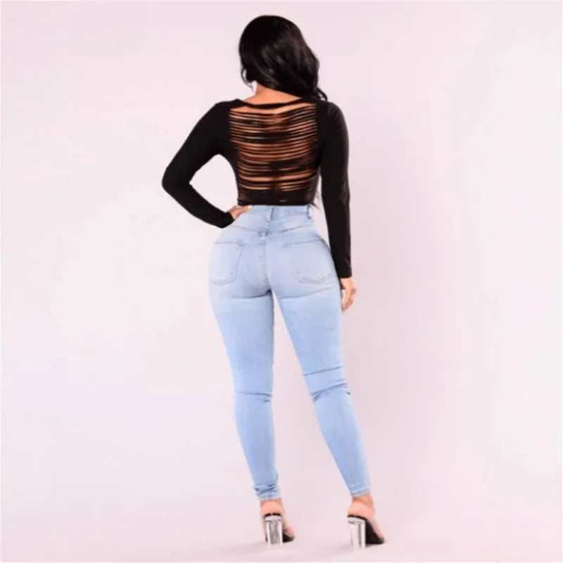 Sexy Jeans Women Denim Skinny Pants High Waist Stretch Lady Jeans Push Up Leggings Slim Pockets Button Pencil Jeans Women Pants.