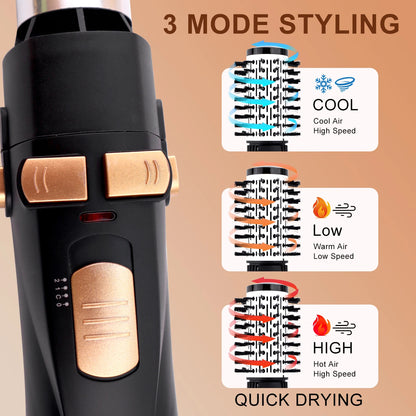Hatteker Hot Air Brush 4-Head Replaceable Hair Dryer Strong Wind Electric Straightener Roller Curler Comb Blower Styling Tool.
