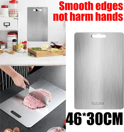 Titanium Cutting Boards for Kitchen Stainless Board 304 Steel Thickened Double Sided Food Grade Portable Fruit Meat Chopping