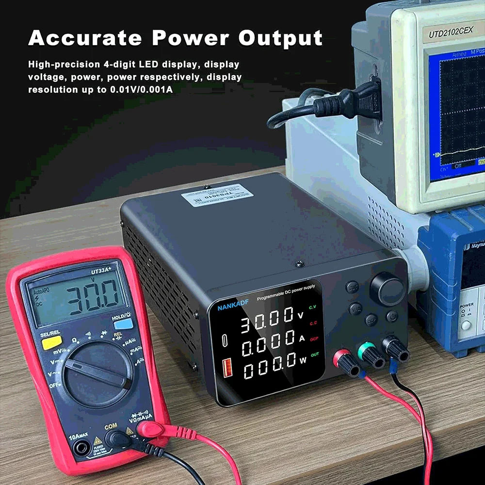 NANKADF Lab Bench Power Supply 30V 10A Switching Power Supply Unit 30V 5A  Adjustable Source 60V 5A Voltage Stabilizer 120V 3A.