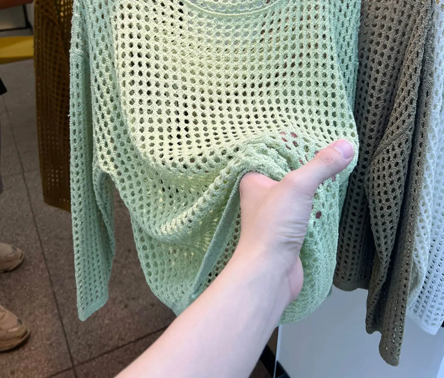 2025 Mesh Vintage Harajuku Langarm Frauen Pullover Koreanische Frühling Sommer Strickwaren Weiche Dünne Tops Chic Solide Femme Pullover.