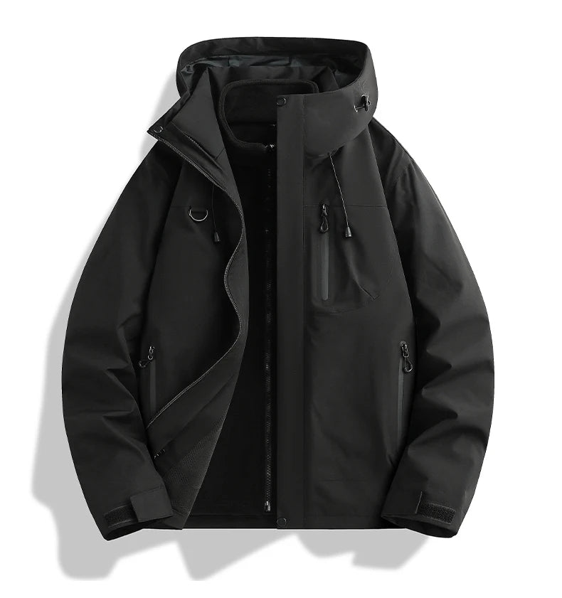 Winter Jacket Outdoor 3-in-1 Waterproof Sport Coat Running Unisex Hooded Hiking Jacket Warm Breathable Outdoor Couple Loose Coat.