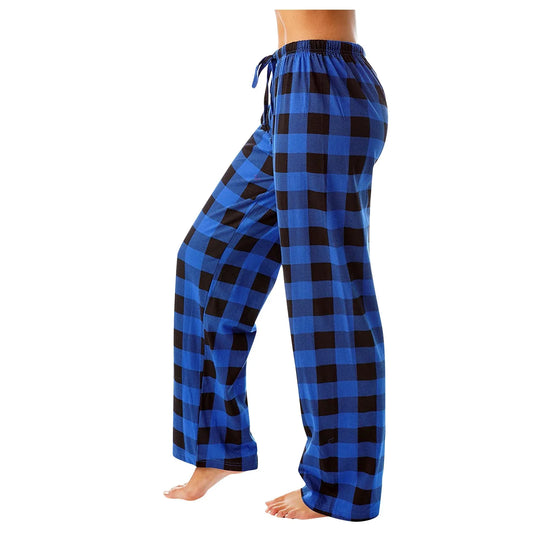 Frauen Weihnachten Pyjama Hosen Herbst Winter Plaid Gedruckt Hosen Mode Lässig Breite Bein Hosen Kleidung Streetwear