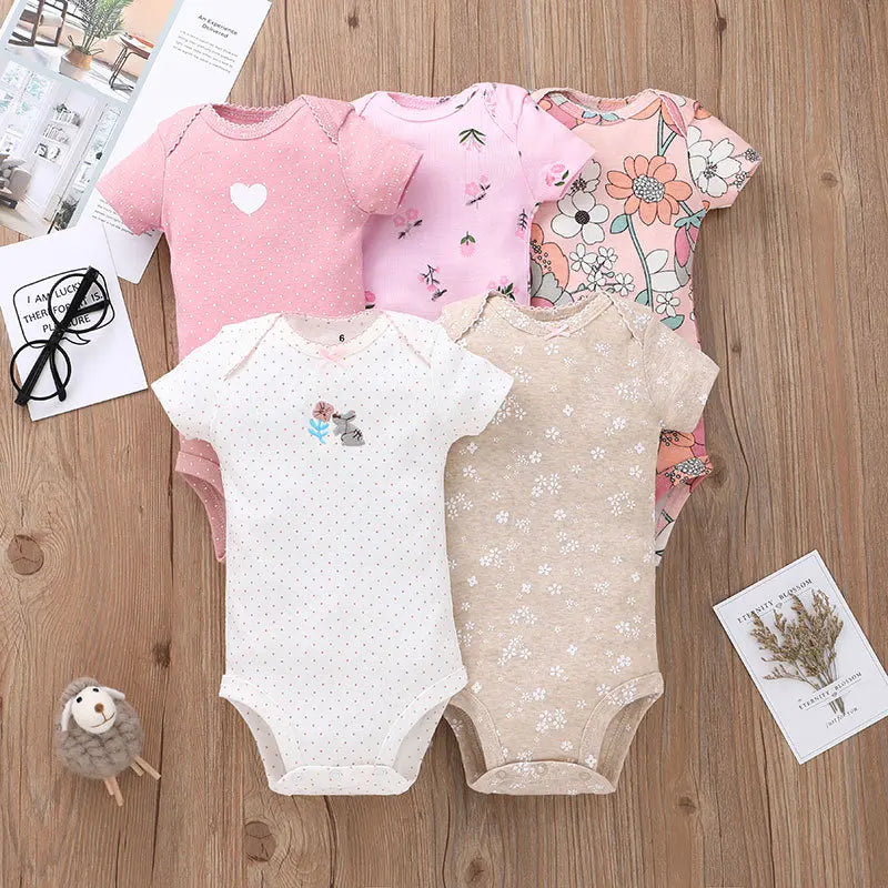 5 stück Unisex Baby Bodys Mode Körper Anzüge Kurzarm Neugeborenen Overall Cartoon Baby Junge Mädchen Kleidung Set Sommer