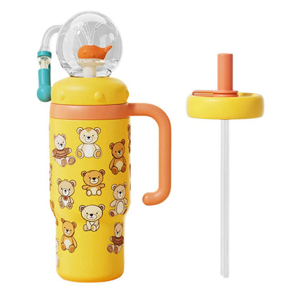 24oz Stainless Steel Whale Fountain Tumbler Straw Water Cups Kids Adults Travel Water Bottles Whale Water Cups Car Water Bottle.