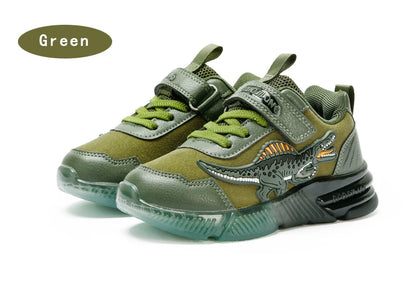 EXDINO Dinosaur Little Kids Spring Autumn LED Light Up Shoes Children Spinosaurus Boys Glowing Casual Sports Sneakers Non-slip