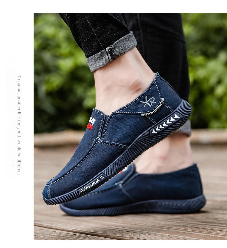 Denim Men's Canvas Shoes Slip on Sneakers Male for Summer 2025 New Outdoor Driving Moccasin Trendy Vintage Loafers Shoes for Men