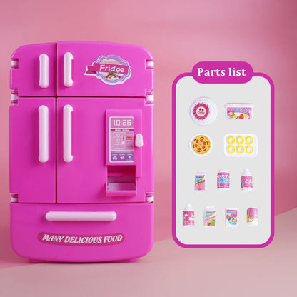 Cute Simulation Microfilm Furniture Double Door Refrigerator 1:12 Dollhouse Kitchen Model Decorations For Girl Birthday Gifts.