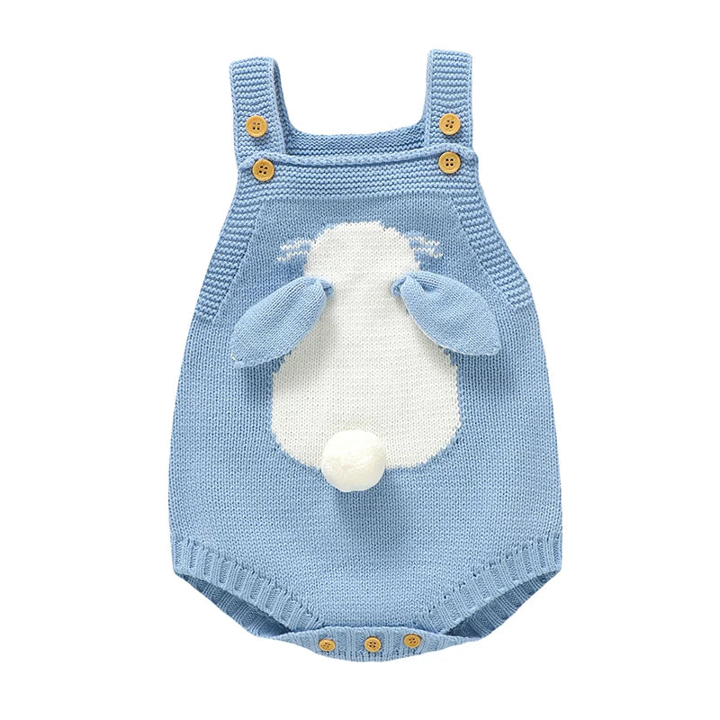 Baby Bodys Gestrickte Infant Mädchen Junge Sling Overall Ärmel Neugeborenen Kind Kleidung Niedlichen Cartoon Bunny 0-18M Overalls mode.