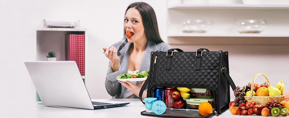 2-in-1-Lunch-Tragetasche für Damen, Schulter-Laptoptasche, großes Fassungsvermögen, mit isoliertem Fach, multifunktionale Picknicktasche für den Außenbereich.