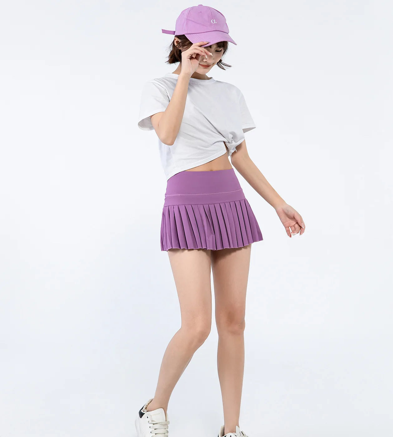 fashionable summer sports shorts women's pleated skirt anti glare short skirt running outdoor fitness breathable tennis skirt.