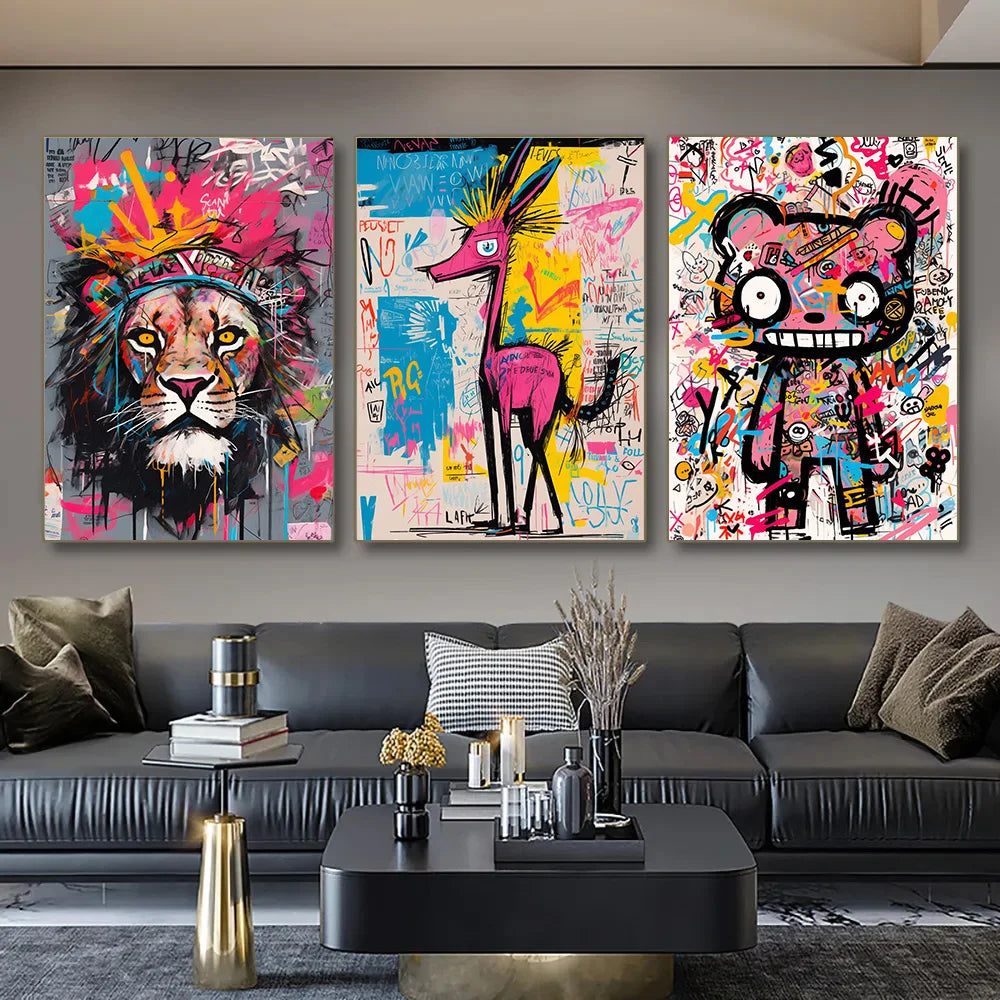 Animation Room Decor Animals Decoration Wall Art Coloured Home Decorations Canvas Painting Graffiti Cartoon Painted Decororation.