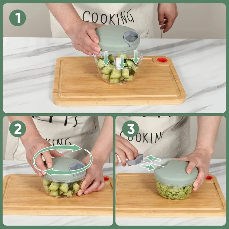 Midea Manual Garlic Chopper Meat Mincer Hand Pull Press Crusher Multifunctional Vegetable Chili Onion Cutter Kitchen Accessories.