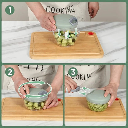 Midea Manual Garlic Chopper Meat Mincer Hand Pull Press Crusher Multifunctional Vegetable Chili Onion Cutter Kitchen Accessories.