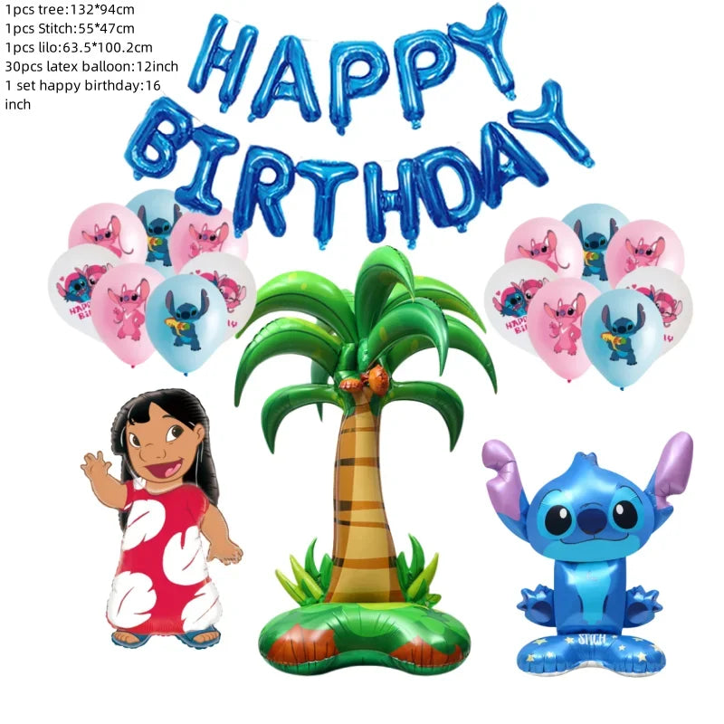 Niedliche Cartoon-Lilo und Stitch-Luftballons, alles Gute zum Geburtstag, Party, Babyparty, Dekorationen, Kindergeschenke, Einweggeschirr