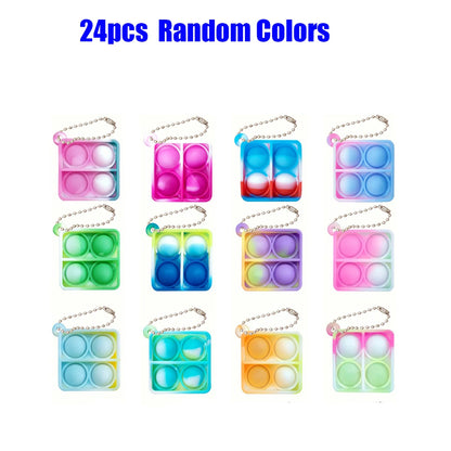 12/24/48Pcs Mini Pop Fidget Toy Pack Kit Keychain Stress Relief Toys Party Favors Office Desk Toy for Kids Adults Brinquedos.