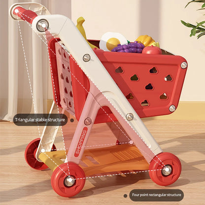 Shopping cart toy baby small trolley children play house fruit cut music kitchen supermarket men and girls Early Education toys.