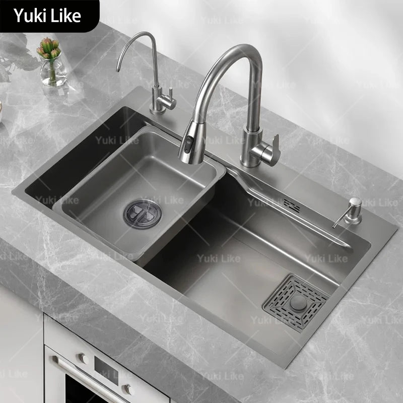 Stainless Steel Kitchen Sink Household Large Single Slot Wash Dish and Wash Vegetables Basin Multifunctional Undermount Basin