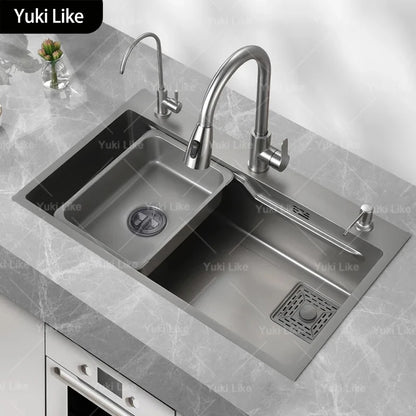 Stainless Steel Kitchen Sink Household Large Single Slot Wash Dish and Wash Vegetables Basin Multifunctional Undermount Basin