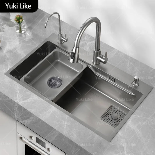 Stainless Steel Kitchen Sink Household Large Single Slot Wash Dish and Wash Vegetables Basin Multifunctional Undermount Basin