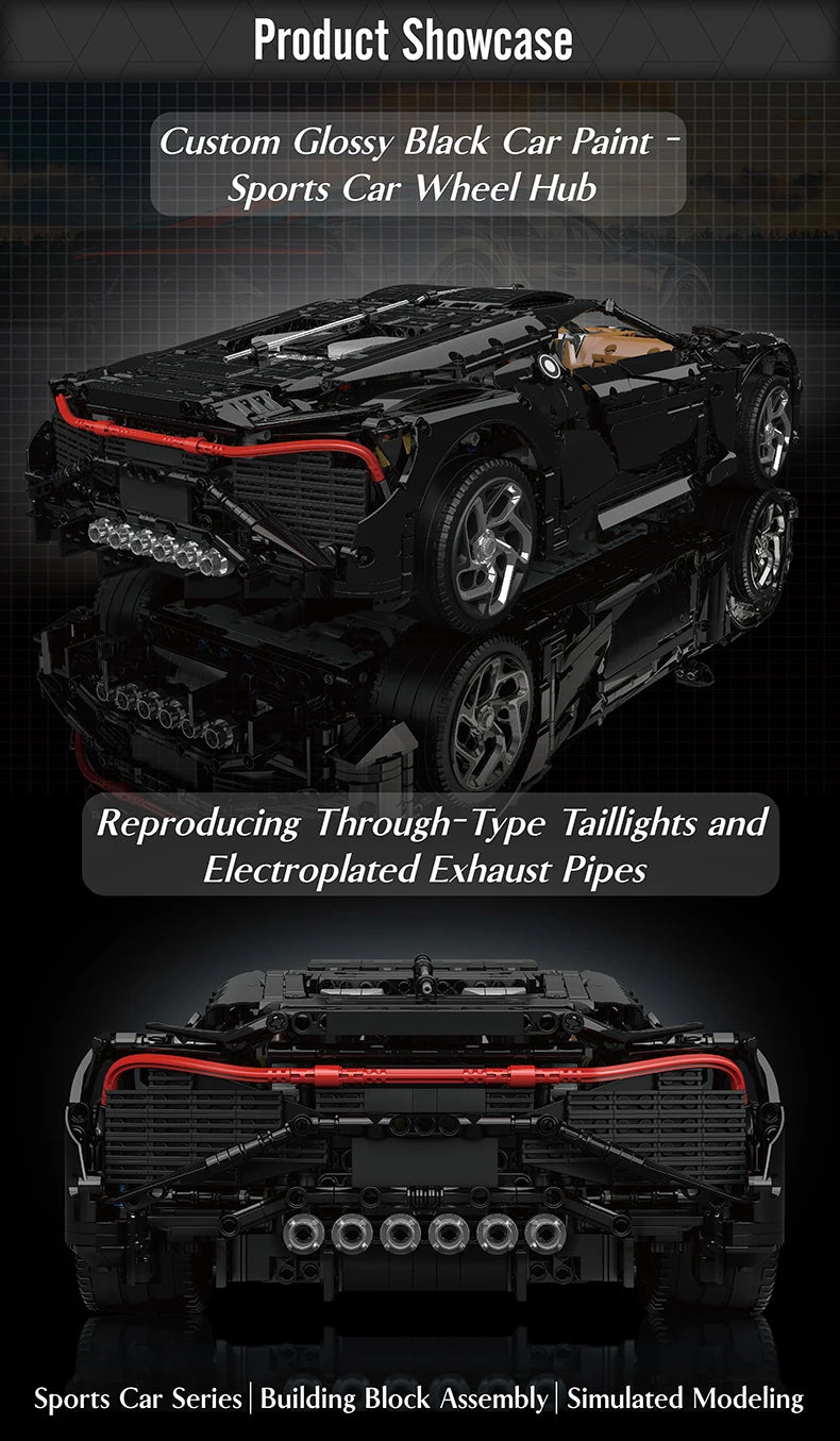 Mould King 13163 Technical Car Building Block The Remote Control La Voiture Noire Sport Car Model Toys Kids Christmas Gifts.