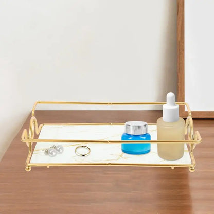 Bathroom Bathroom Trays with Iron Frame Perfume Tray for Dresser Bathroom Countertop Tray Makeup Organizer Cosmetics Storage.