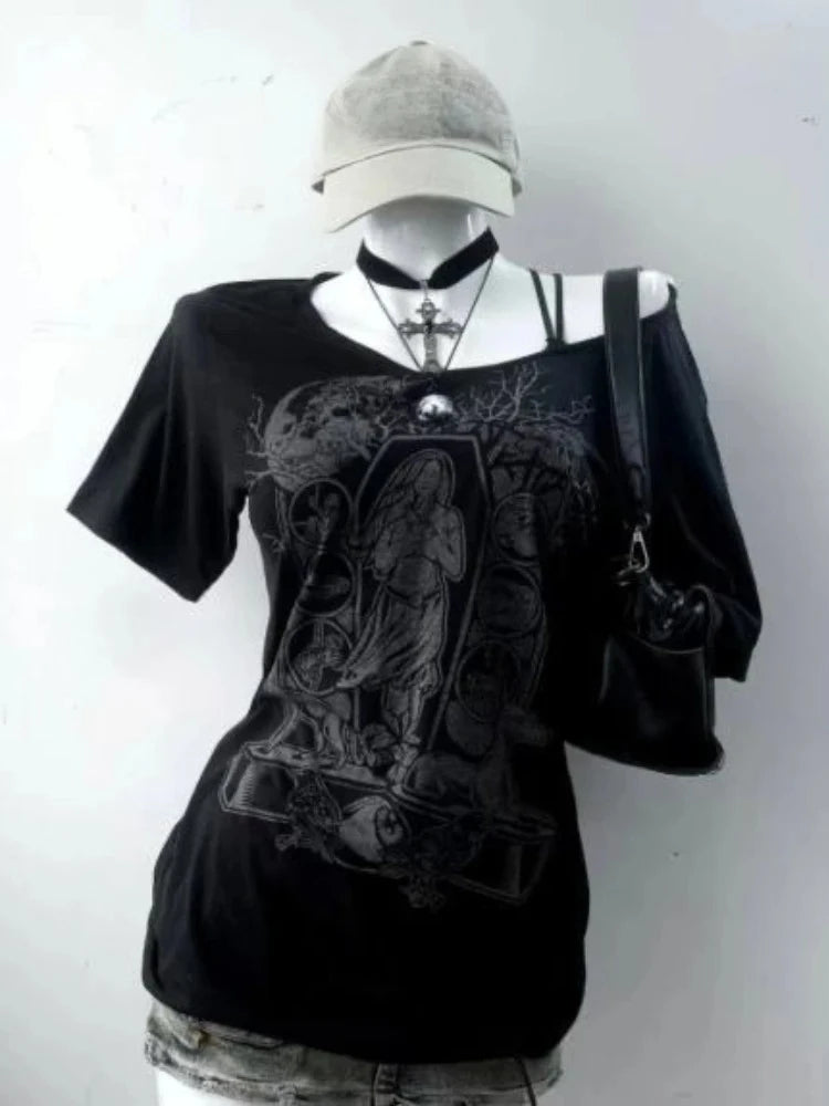 2025 Ropa Mujer Summer Tshirts for Women V-neck Short Sleeve Tunic Camisetas Pink Print Tees Crop Tops Casual Chic Y2k T-shirt.